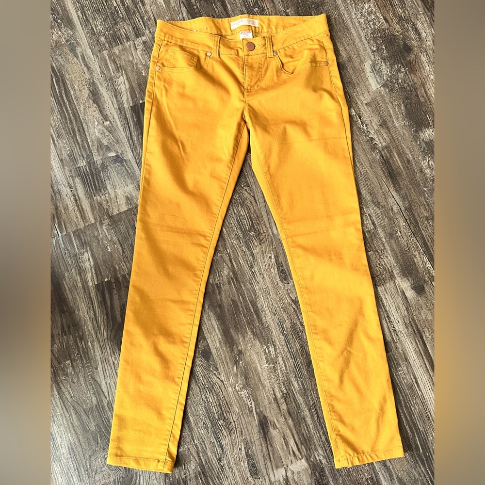 Ladies mustard low rise skinny pants